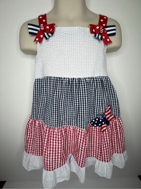 Emily Rose Red White Blue Dress Gingham Butterfly Size 3T